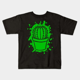 Barrel Cactus - Splatter Cut Out Green Kids T-Shirt